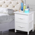 Pair of 2 Drawers Shabby Chic French White Wood Bedside Tables Unit Wooden Nightstand Cabinets with Storage Drawers